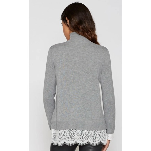 Joie Turtleneck Sweater with Lace Trim Size Large - Picture 2 of 9
